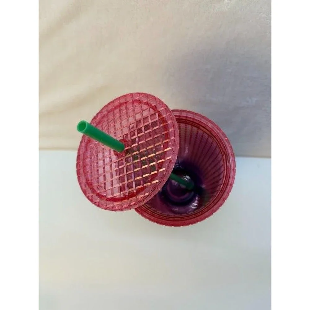 Starbucks Summer 2022 Watermelon Pink Blue Grid Tumbler Cold Cup Venti 24 oz NEW